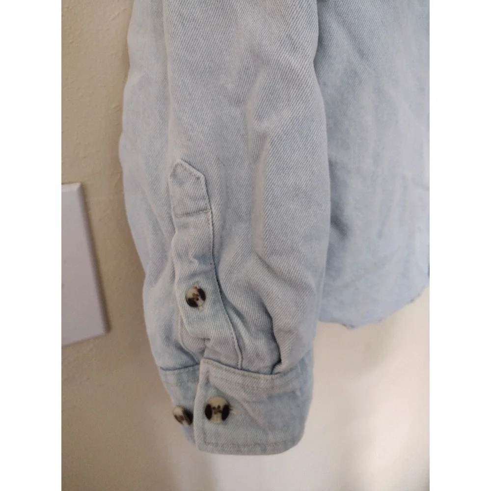 BDG Urban Outfitters Mens Light Wash Denim Flannel Lined Shirt Jacket XL Blue